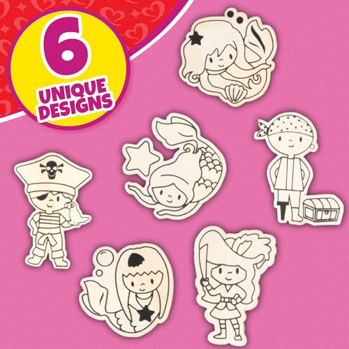 SCS Direct Mermaid Pirate Wood Painting Kits 24 ct Goodie Bag Party Favors for Kids Birthday Party School Classroom Prizes Each Craft Comes w Brush Paints Easter Basket Stuffer Gifts for Boys Girls - Image 5