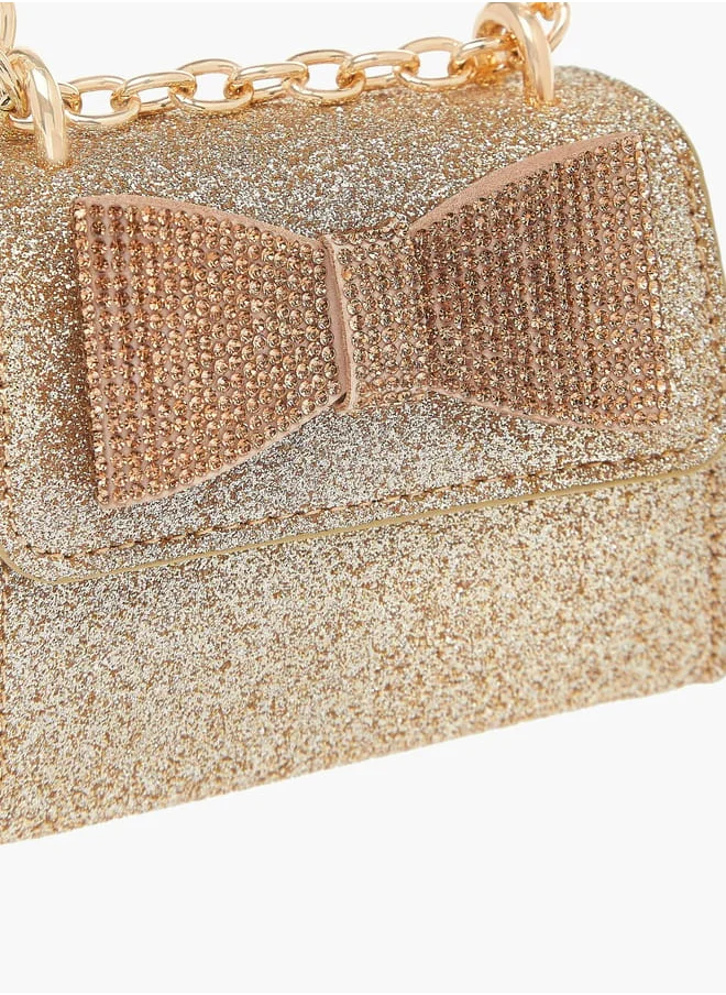 Flora Bella By Shoexpress Girls Bow Accent Crossbody Bag With Chain Strap And Flap Closure Ramadan Collection