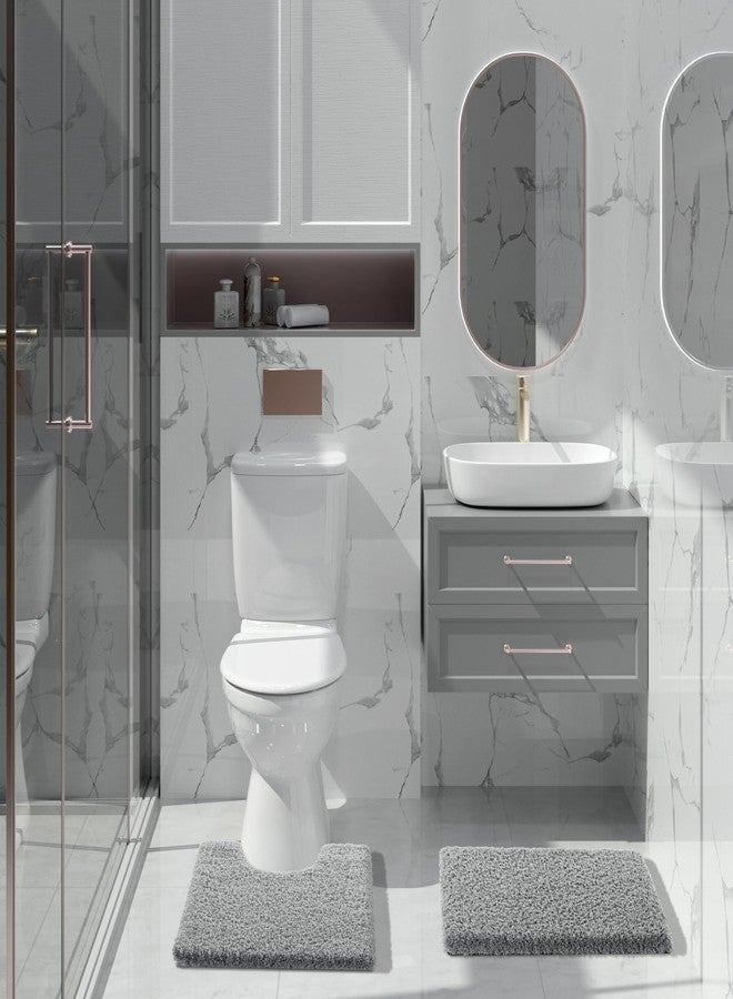 Yimobra Bathroom Rugs Non Slip Washable 24x17, Ultra Soft and Water Absorbent Bath Mats, Plush Fluffy Shower Mat Outside, Microfiber Thick Matts for Bathroom Floor/Sink, Pure Gray - Image 5