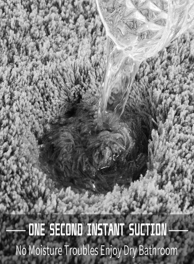 Yimobra Bathroom Rugs Non Slip Washable 24x17, Ultra Soft and Water Absorbent Bath Mats, Plush Fluffy Shower Mat Outside, Microfiber Thick Matts for Bathroom Floor/Sink, Pure Gray - Image 4