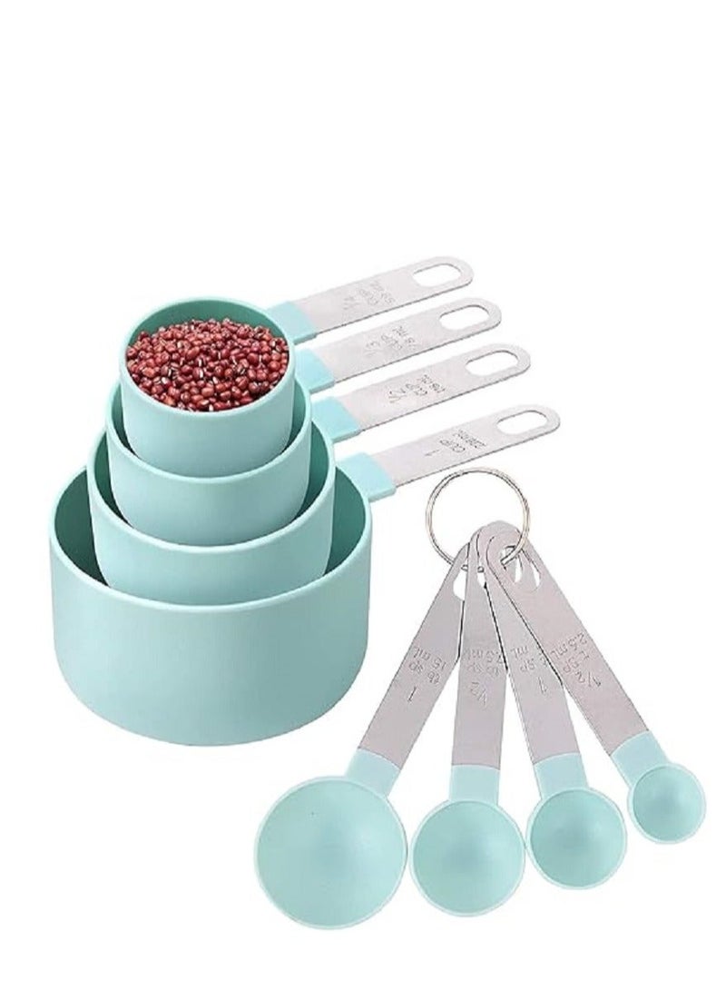 8-Piece Plastic Measuring Set with Stainless Steel Handle - Essential Measurements for Every Kitchen - Image 1