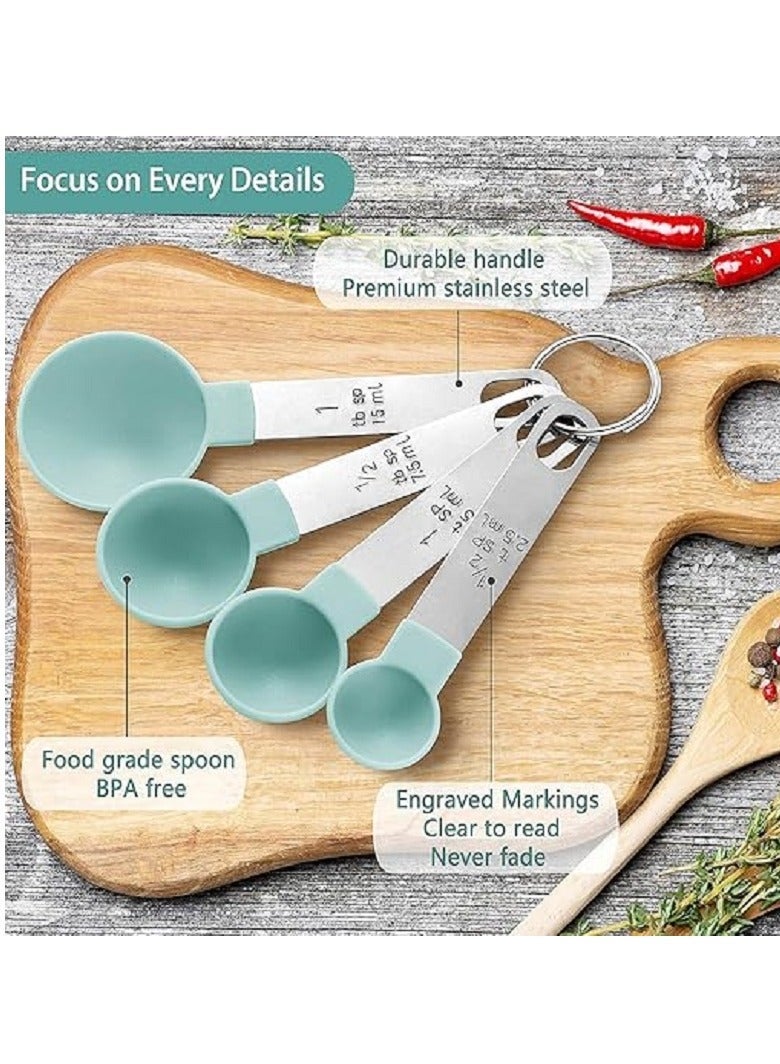 8-Piece Plastic Measuring Set with Stainless Steel Handle - Essential Measurements for Every Kitchen - Image 2