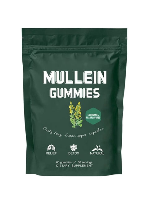 Mullein Leaf Extract Gummies For Lung Cleanse Vegan Mullein Gummies For Lung With Quercetin & Bromelain Vitamin D3 For Calm & Gut Health Chewable Herbal Supplements 60 Counts
