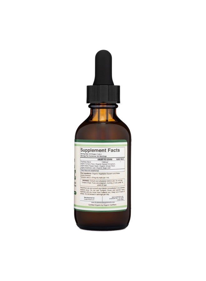 Double Wood Supplements Turmeric Curcumin with Black Pepper Drops - Organic Turmeric Supplement Drops 1,180mg - 2FL OZ, 60 Servings (with Black Pepper Seed, Ginger, Rosemary, and Sage) for Joint Support by Double Wood - Image 2