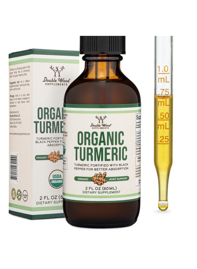 Double Wood Supplements Turmeric Curcumin with Black Pepper Drops - Organic Turmeric Supplement Drops 1,180mg - 2FL OZ, 60 Servings (with Black Pepper Seed, Ginger, Rosemary, and Sage) for Joint Support by Double Wood - Image 1
