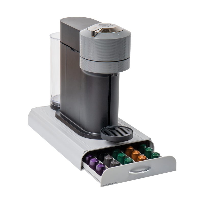 Mind Reader Nespresso Compatible Capsule Drawer Countertop Organizer Coffee Pod Holder Storage 925L x 15W x 2H Gray