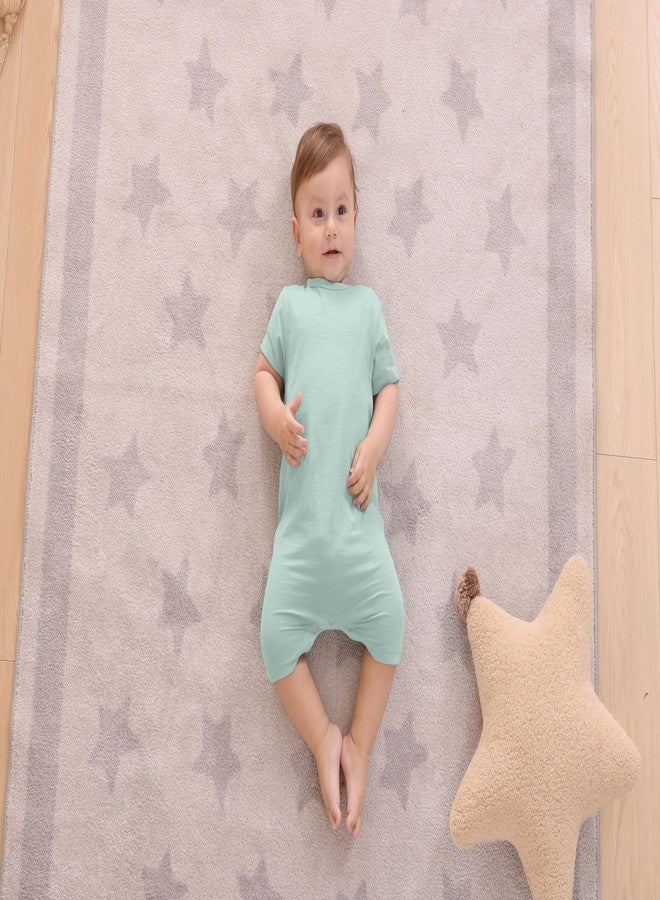 GUISBY Baby Short Sleeve Bodysuit Snap Crotch Closure Cotton Pajamas for Baby 3-Packs Grey Blue+Grey Green+Grey Silver 0-3 Months - Image 4
