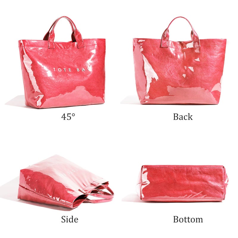 Lushandy PVC Tote Bag for Women Large Plastic Tote Bag for Work Letter Print Hobo bag Kraft Paper Work Handbags Purses - Image 4