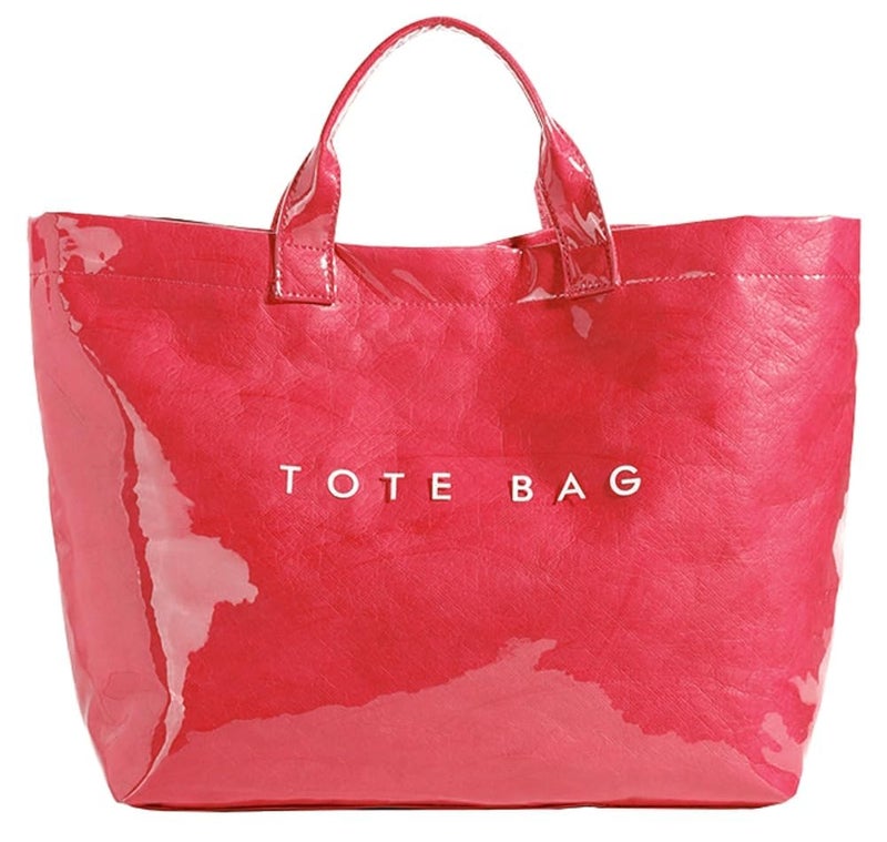 Lushandy PVC Tote Bag for Women Large Plastic Tote Bag for Work Letter Print Hobo bag Kraft Paper Work Handbags Purses - Image 1