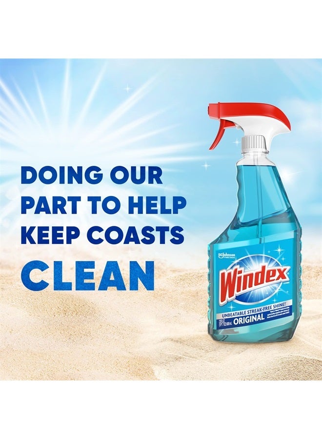 Windex Glass and Window Cleaner Spray Bottle, Bottle Made from 100% Recovered Coastal Plastic, Original Blue, 23 fl oz (Pack of 2) - Image 3