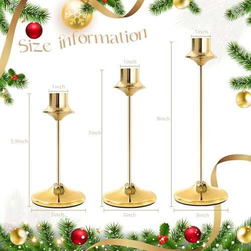 Joyyy Weighted Candlestick Holders Candle Stick Holder for Candlesticks Vintage Metal Candelabra Candlestick Holders Candle Stand for Holiday Fireplace Party Dining Home Set of 6 Gold - Image 3