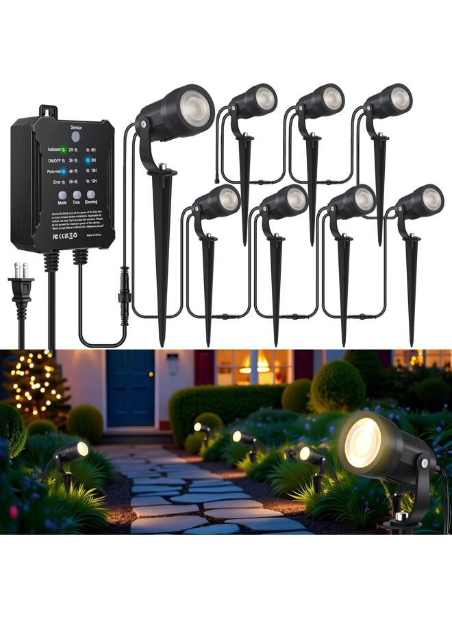 COLOER All-in-One Low Voltage Landscape Lighting Kit, 8 Pack 5W LED Landscape Spotlights with 40W Transformer Photocell Sensor and Timer, IP65 Waterproof Outdoor Spot Light for Yard Garden House - Image 1