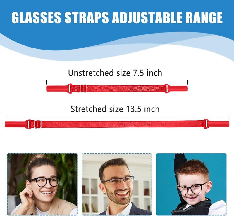 Enenfly Adjustable Glasses Straps - 3 Pack No Tail Eyewear Retainer for Men, Women, Kids – Fits Eyeglasses & Sunglasses,Red(7.5-13.5 inch) - Image 2