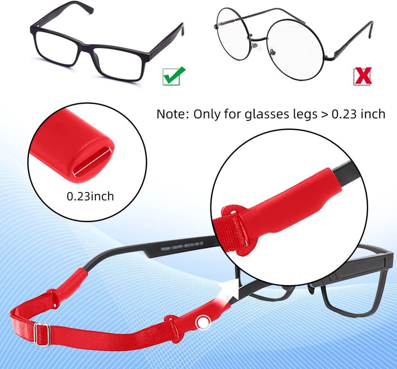 Enenfly Adjustable Glasses Straps - 3 Pack No Tail Eyewear Retainer for Men, Women, Kids – Fits Eyeglasses & Sunglasses,Red(7.5-13.5 inch) - Image 4