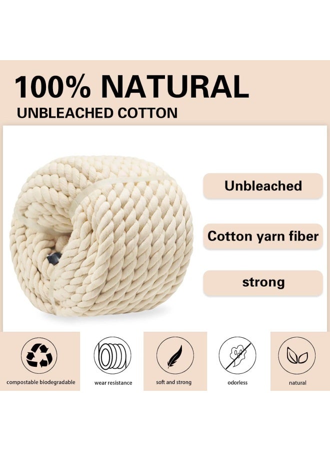 بريميفي حبل قطني أبيض 20 مم، حبل قطني طويل من المكرامية الطبيعية، مادة فنية متينة مصنوعة يدويًا للجدران الحرفية، نباتات معلقة، أربطة، البستنة، ديكورات المنزل (1 × 10 متر أبيض) - Image 4