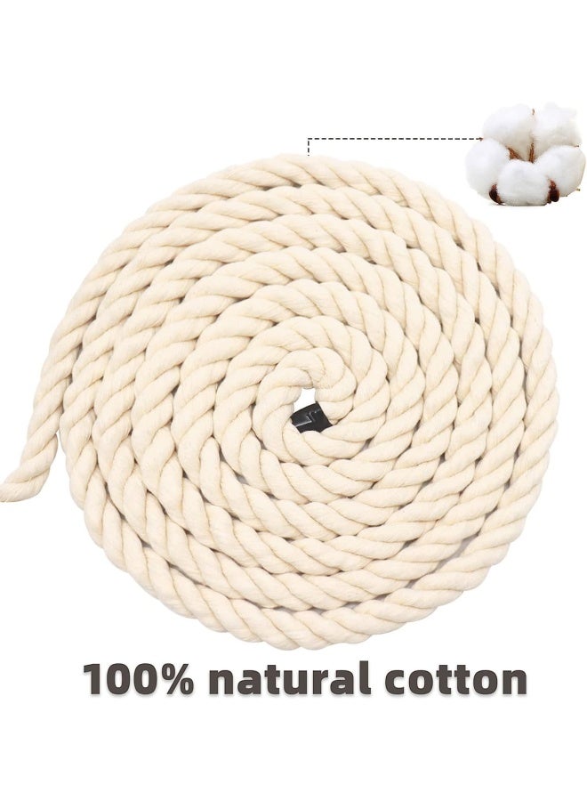 بريميفي حبل قطني أبيض 20 مم، حبل قطني طويل من المكرامية الطبيعية، مادة فنية متينة مصنوعة يدويًا للجدران الحرفية، نباتات معلقة، أربطة، البستنة، ديكورات المنزل (1 × 10 متر أبيض) - Image 2