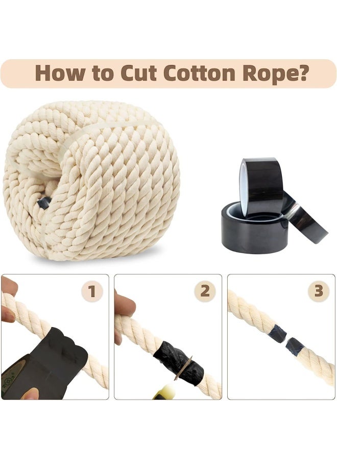 بريميفي حبل قطني أبيض 20 مم، حبل قطني طويل من المكرامية الطبيعية، مادة فنية متينة مصنوعة يدويًا للجدران الحرفية، نباتات معلقة، أربطة، البستنة، ديكورات المنزل (1 × 10 متر أبيض) - Image 3