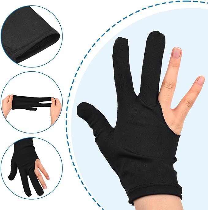 PRIME TAG - Billiard Gloves 3 Fingers Cue Pool Glove Snooker Cue Pool Gloves for Man Woman Billiard Accessories-6 Pcs - Image 3