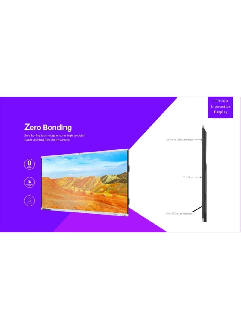 FTTEGO RK3588-75 75" 4K UHD AI Interactive Flat Panel with 48MP Camera, Android 15, 16GB RAM & OPS PC Module - Image 3