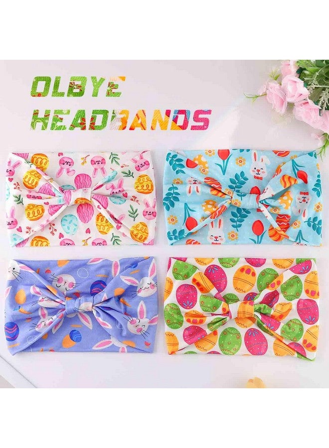 أولباي عصابة رأس أرنب Olbye عريضة العقدة، عصابة رأس بيضاء على شكل أذن أرنب، عصابات شعر مرنة غير قابلة للانزلاق، أغطية رأس للتمرين، وشاح شعر لليوجا، إكسسوارات شعر عيد الفصح للنساء، 4 قطع (متعدد الألوان A، 9.4 × 5.9 بوصة) - Image 2