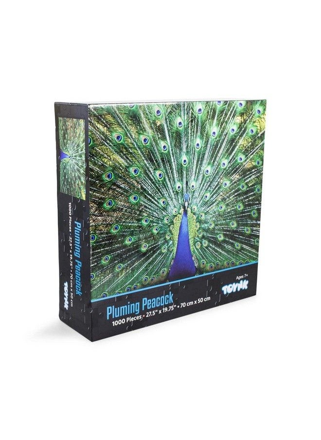 Toynk لعبة تركيب الصور المقطوعة Peacock Plume Wild Zoo Animal 1000 Piece Jigsaw Puzzle للكبار والصغار؛ لوحة تفاعلية لألعاب تعليمية وأفكار هدايا الحجر الصحي في المنزل؛ 28 × 20 بوصة  - Image 4