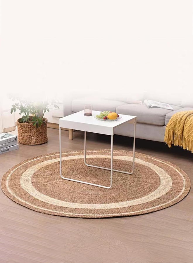 HOME TASTE Natural Elegance Handwoven Jute Rugs For Versatile Home Decor - Reversible Designs With White Accents, Perfect For Indoor/Outdoor Use (150X150Cm)  - Image 1