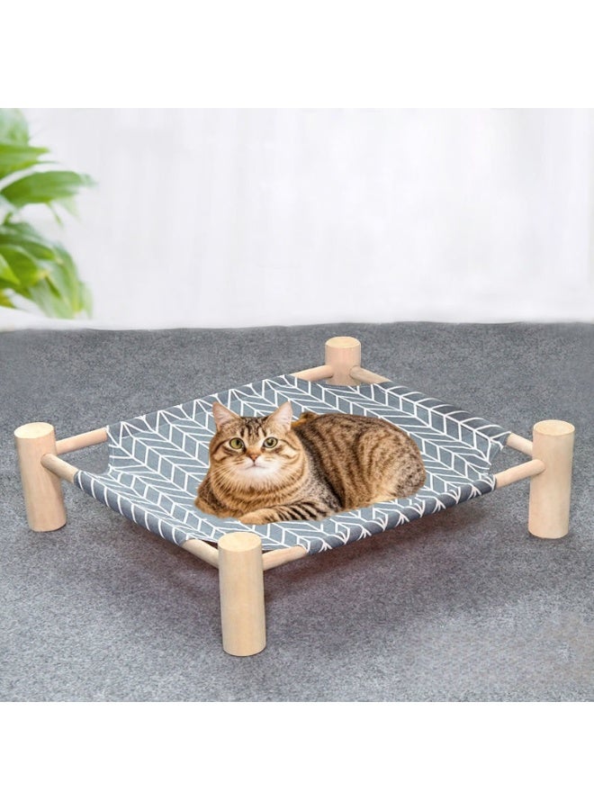 سرير مشي خشبي للحيوانات الأليفة 65*53*13 سم - مناسب لجميع الفصول | قابل للتنفس وللإزالة | مناسب للقطط والكلاب حتى 35 رطلاً لطيفة ومريحة - Image 3