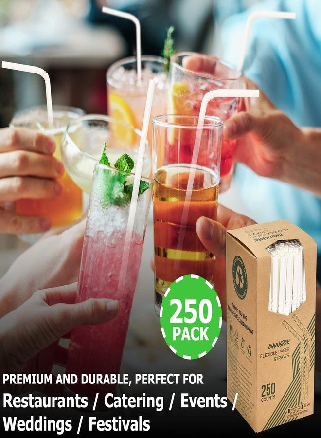 chunspak Bendable Paper Straws for Drinking, White, 7 3/4 inches, 250 Count - Great for Kids, Elderly, Home and Restaurant - Image 5