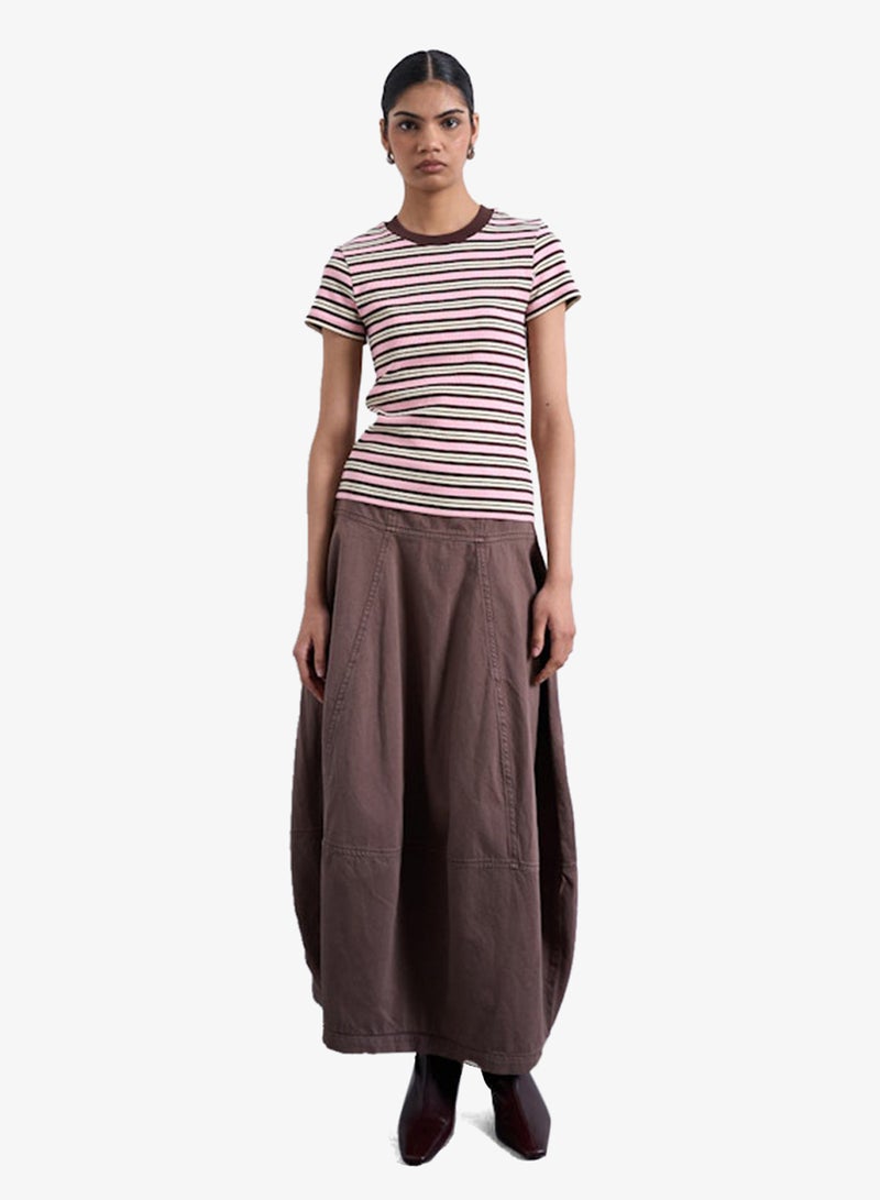 TOPSHOP Casual Short Sleeve Stripe Ribbed T-Shirt - Image 4