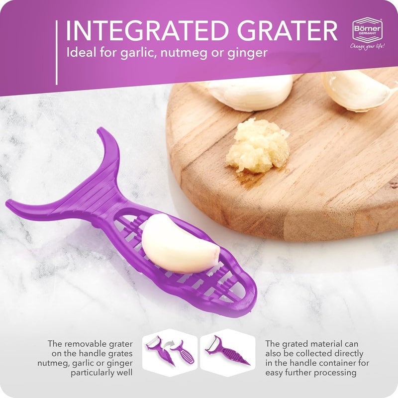 Börner by Reston Lloyd Vegetable Peeler, Garnish Knife, Nutmeg/Garlic Grater, Made in Germany, Purple - Image 5