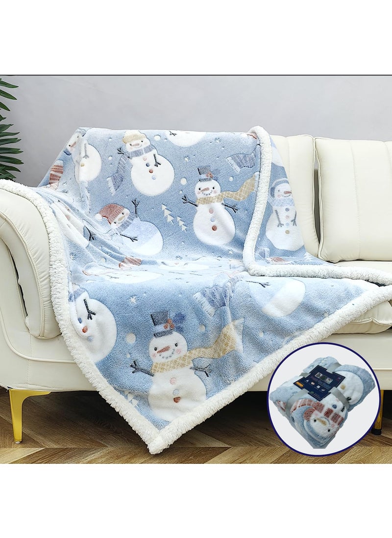 giggleBABY - GiggleBaby Snuggly Glow Blanket for Kids Aged 0-10 Years - 60x48inches Soft Material with Sherpa Edge Lining - Ideal Birthday Christmas Baby Shower Gift(Winter Snowman) - Image 1