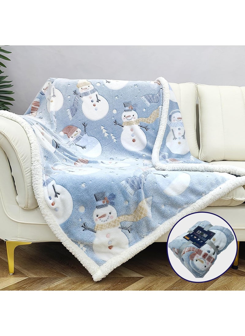 giggleBABY - GiggleBaby Snuggly Glow Blanket for Kids Aged 0-10 Years - 60x48inches Soft Material with Sherpa Edge Lining - Ideal Birthday Christmas Baby Shower Gift(Winter Snowman) - Image 1