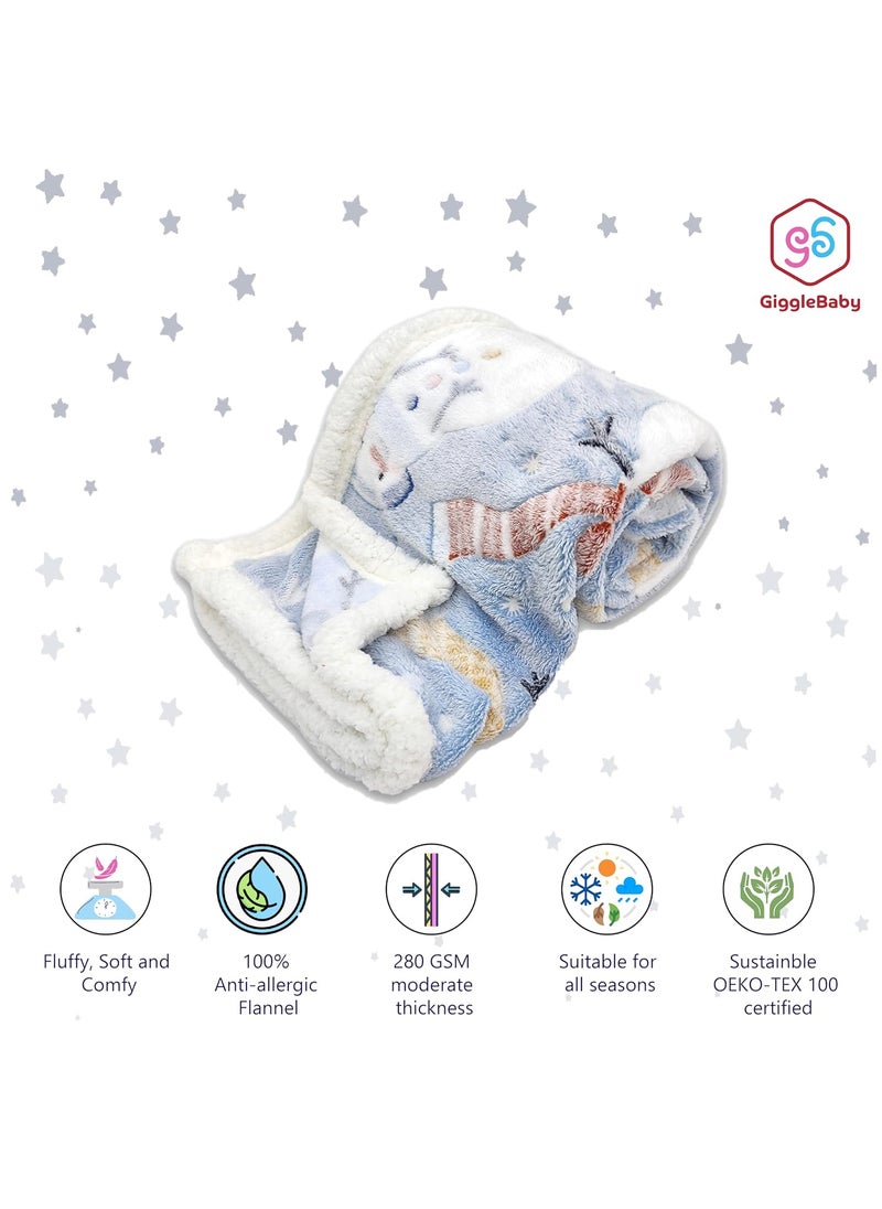 giggleBABY - GiggleBaby Snuggly Glow Blanket for Kids Aged 0-10 Years - 60x48inches Soft Material with Sherpa Edge Lining - Ideal Birthday Christmas Baby Shower Gift(Winter Snowman) - Image 1