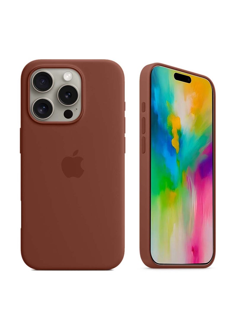 دبليو تيك غطاء الحماية سائل ناعم من السيليكون لآيفون 16 برو 2024 من أبل - بني - Image 1
