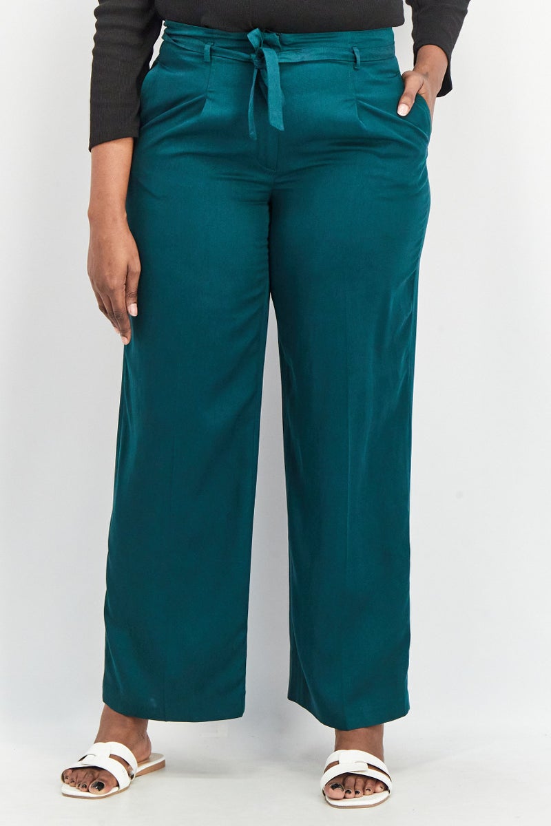 GERRY WEBER Women Regular Fit Solid Palazzo Pants, Dark Green - Image 1