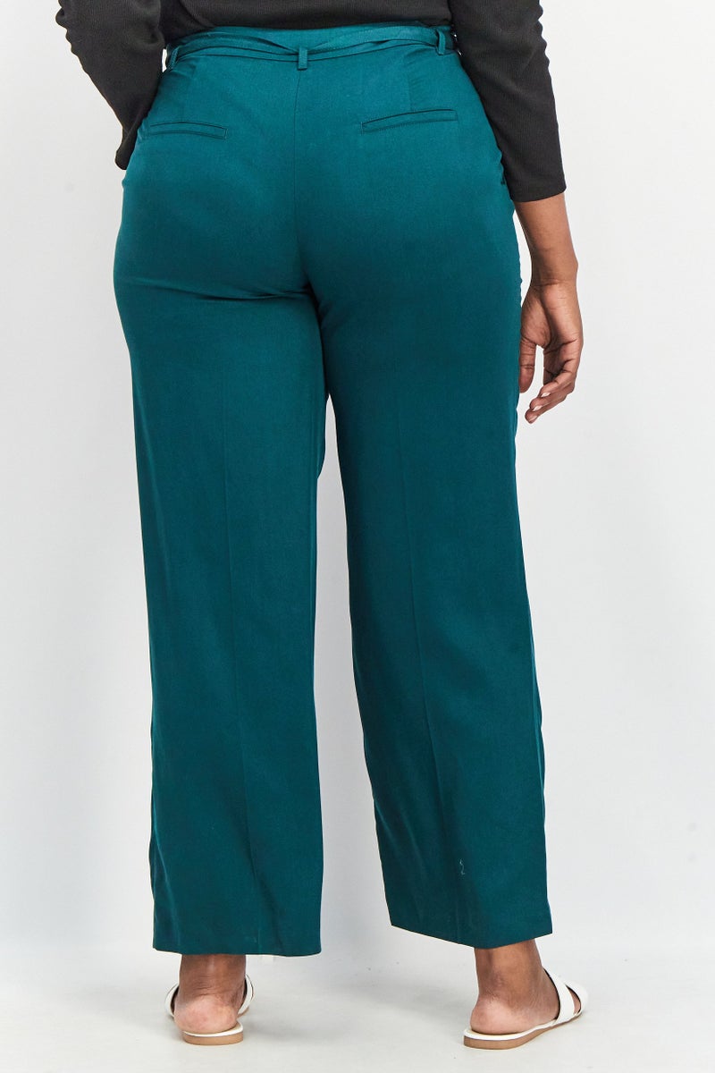 GERRY WEBER Women Regular Fit Solid Palazzo Pants, Dark Green - Image 3