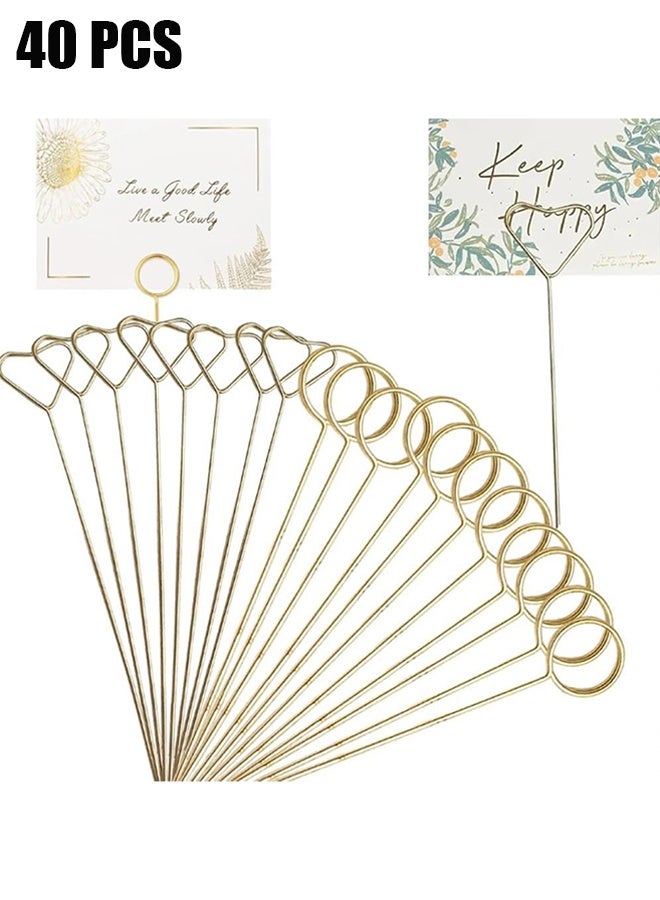 HY 40 Pcs Floral Pick Card Holder, Card Holder for Flower Arrangement, Gift Card Tree Holder, Photo Memo Holder Pick Stick, 12 Inch Suitable for Wedding Birthday Party Flower Gifts (Round&Heart) - Image 1