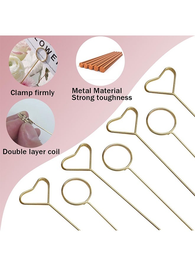 HY 40 Pcs Floral Pick Card Holder, Card Holder for Flower Arrangement, Gift Card Tree Holder, Photo Memo Holder Pick Stick, 12 Inch Suitable for Wedding Birthday Party Flower Gifts (Round&Heart) - Image 3