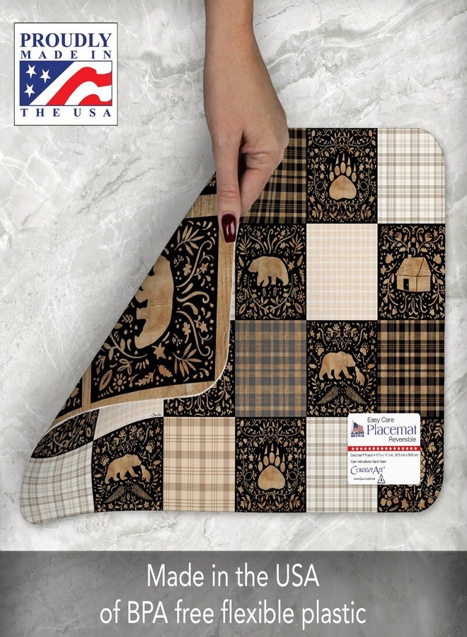 CounterArt Crafted Cabin 4 Pack Reversible Easy Care Flexible Plastic Placemats Made in The USA BPA Free PVC Free Easily Wipes Clean - Image 4
