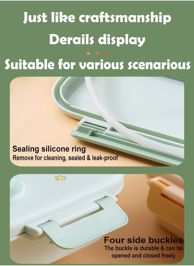ZCM-HAPPY - 3-Apartment Stainless Steel Stylish Lunch Box with Cutlery Set with Double Handles Insulated Bag For All Ages - Image 1