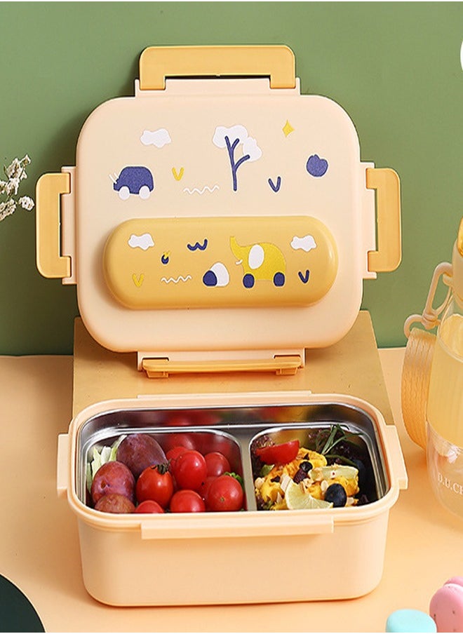 ZCM-HAPPY - 3-Apartment Stainless Steel Stylish Lunch Box with Cutlery Set with Double Handles Insulated Bag For All Ages - Image 1