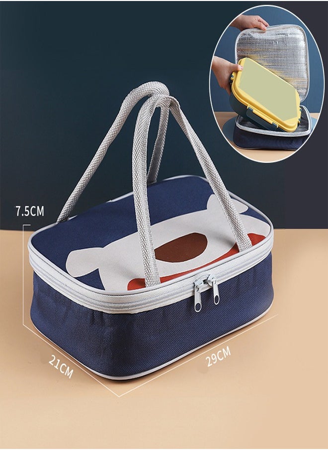ZCM-HAPPY - 3-Apartment Stainless Steel Stylish Lunch Box with Cutlery Set with Double Handles Insulated Bag For All Ages - Image 1