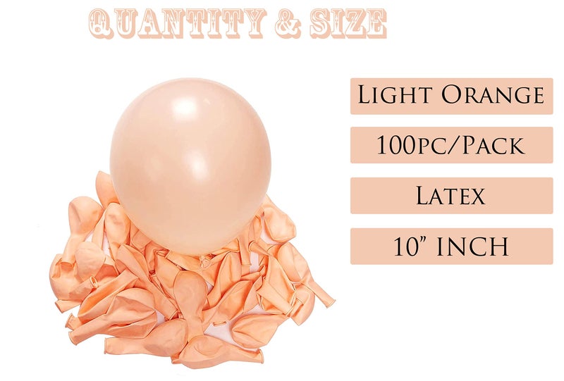 atorakushon Light Orange Colour Pastel Latex Party Balloons 10 Inches for Home Decoration Happy Birthday Party Supplies Wedding Anniversary Office Party Purpose Pack of 100 - Image 3