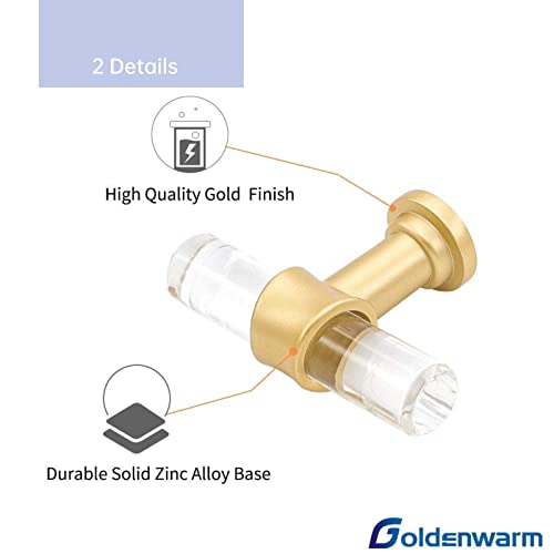 goldenwarm 5 Pack 4 Inch Matte Gold Cabinet Pull Clear Acrylic Furniture Hardware Glass Cabinet Hardware for Kitchen Cupboard Bathroom - Image 5