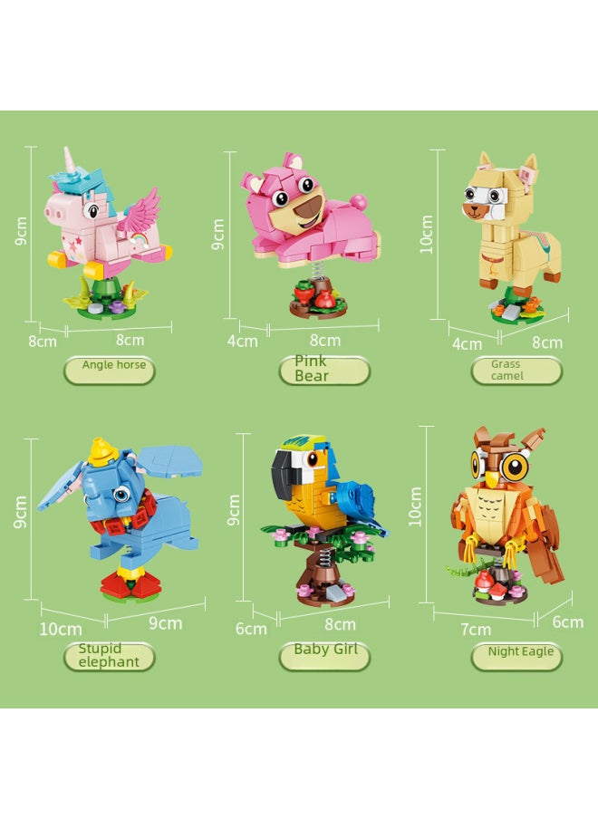 Generic - Square Orange 8286 Animal Cute Pet Rocking Parrot Camel Eagle Elephant Horse Assembly Model Children's Assembly Building Blocks-Color:Fang Orange 8299 Huili Building Block Car Set Of Six - Image 1