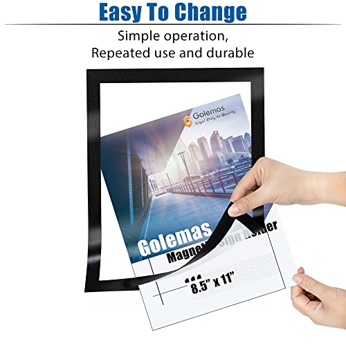 Golemas Magnetic Sign Holder, 8.5 x 11 Wall Mount Self Adhesive Document Display Frames, Double Sided Display for Glass Window (Black, 2pack) - Image 3