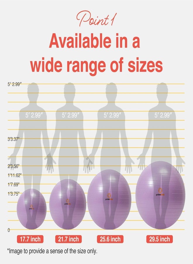 PRIMASOLE Exercise Ball for Balance Stability Fitness Workout Yoga Pilates at Home Office & Gym 65cm Nail Pink - Image 2