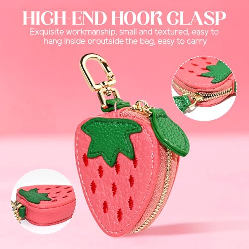 AUUTI Fruit Coin Purse Keychain - Cute Mini Leather Coin Pouch Keychain for Backpack Decoration, Fruit Keychain Gift for Women Girls - Image 5