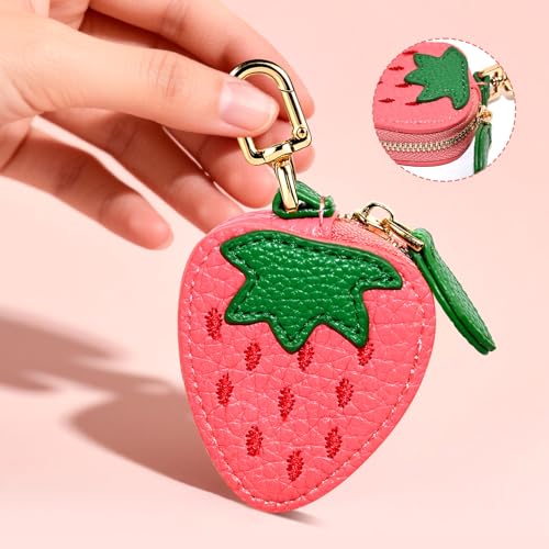 AUUTI Fruit Coin Purse Keychain - Cute Mini Leather Coin Pouch Keychain for Backpack Decoration, Fruit Keychain Gift for Women Girls - Image 3