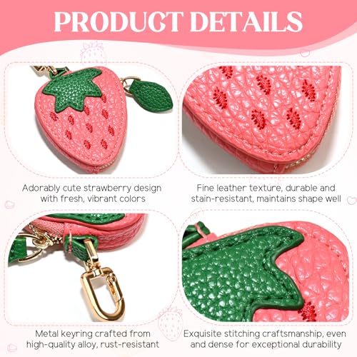 AUUTI Fruit Coin Purse Keychain - Cute Mini Leather Coin Pouch Keychain for Backpack Decoration, Fruit Keychain Gift for Women Girls - Image 4